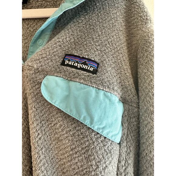 Patagonia Re-Tool Snap-T Grey/Aqua Fleece Pullover Warm Front Pocket Size Small - Picture 4 of 5